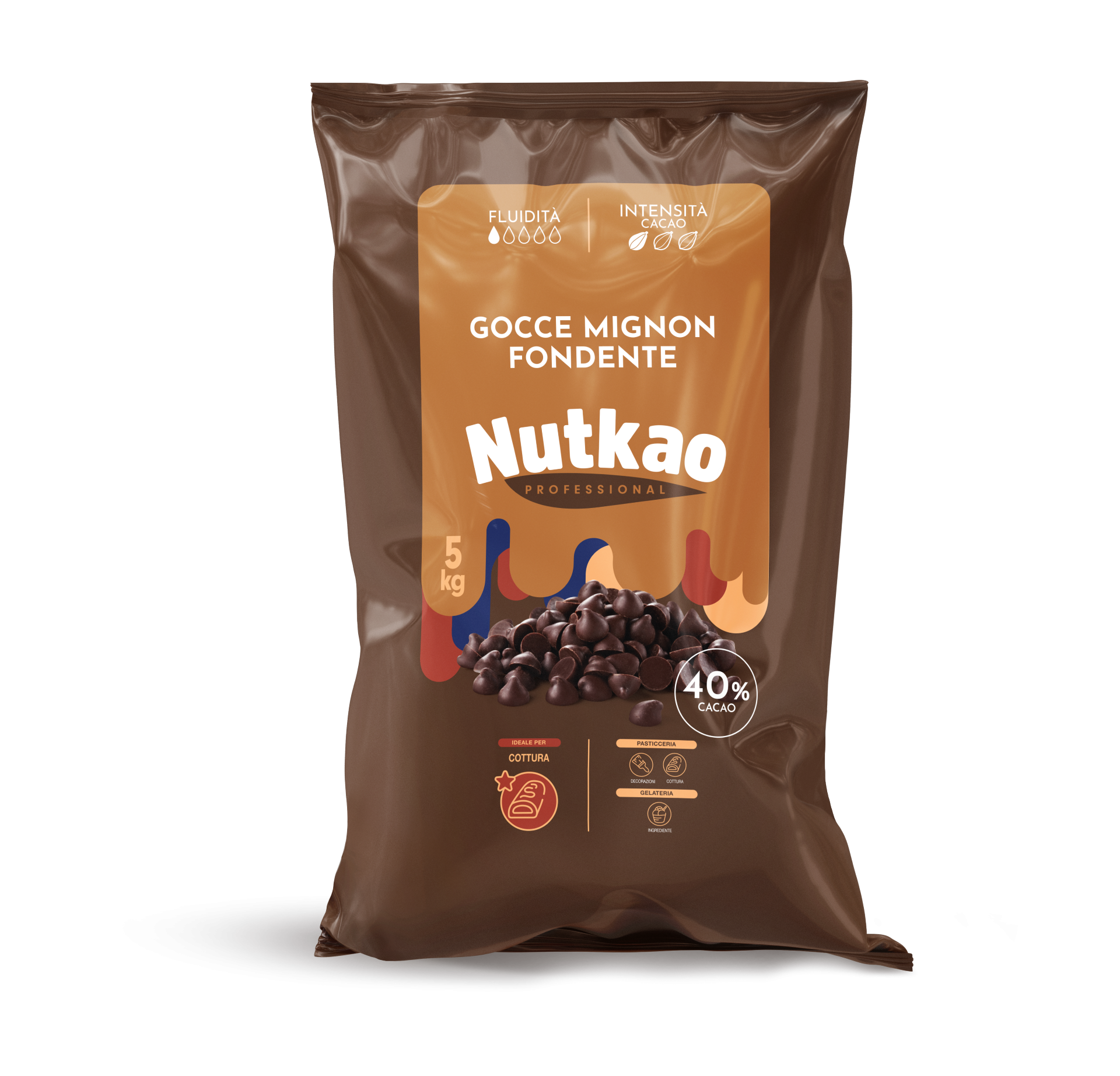 Nutkao étcsokoládé csepp 40%(7500db/kg) 5 kg