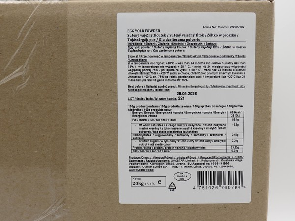 Tojássárgája por 20kg Ovostar