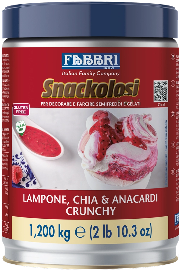 FABBRI Málna ropogós Snackolosi chia maggal és kesudióval 1,2kg
