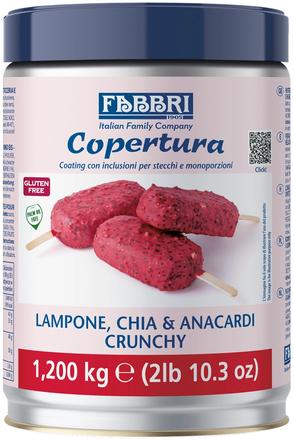 FABBRI Málna ropogós bevonó chia maggal és kesudióval 1,2 kg